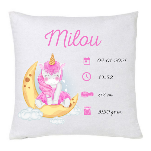 Geboorte kussen unicorn