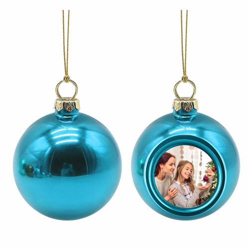 Kerstbal blauw met foto